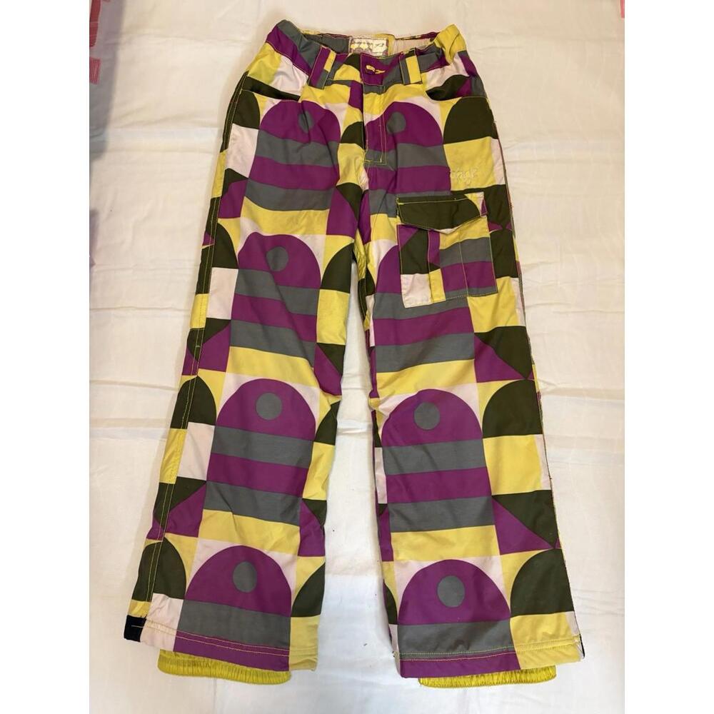 Girl's ORAGE Purple Yellow Grey White Ski Snowboard Pants Size 10 FAST SHIP